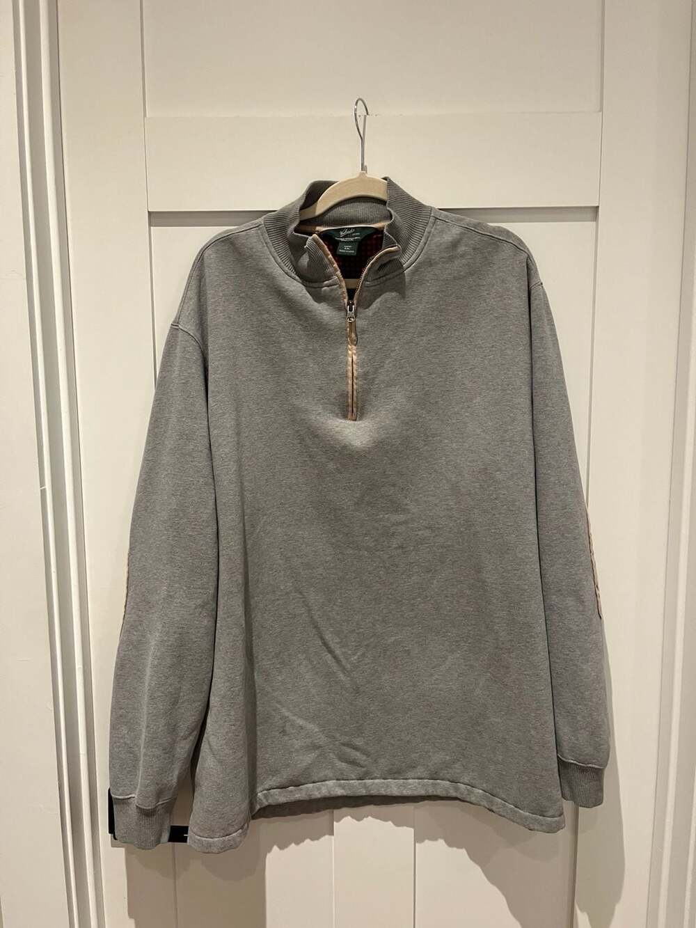 Woolrich Men's XXL Gray Quarter Zip Pullover Sweatshirt with Elbow Patches - Picture 1 of 5